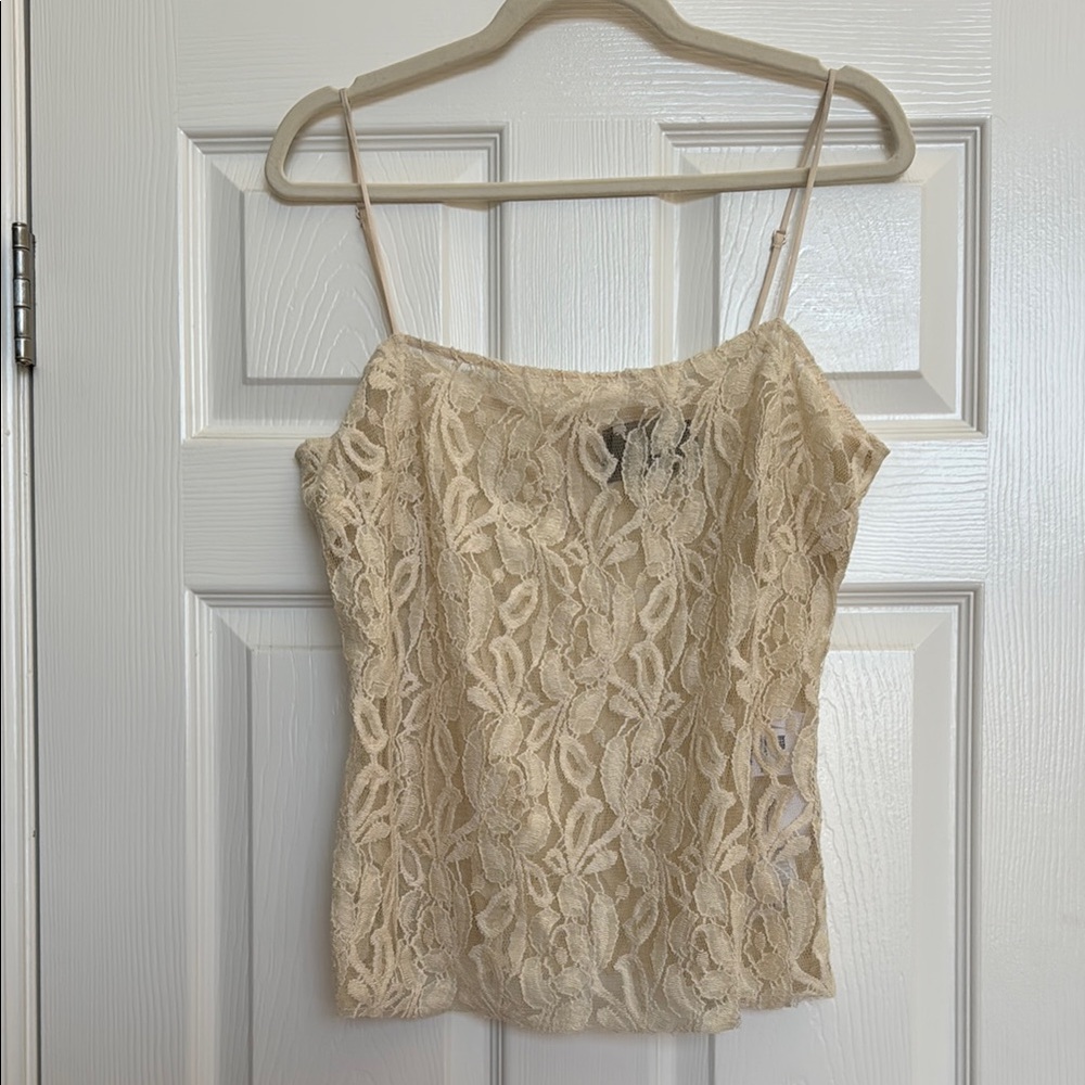 Reformation Cream Lace Tank Top